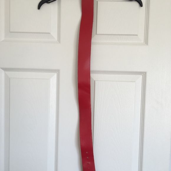 The Ritz Red Genuine Leather Belt with Gold Buckle - Picture 2 of 3